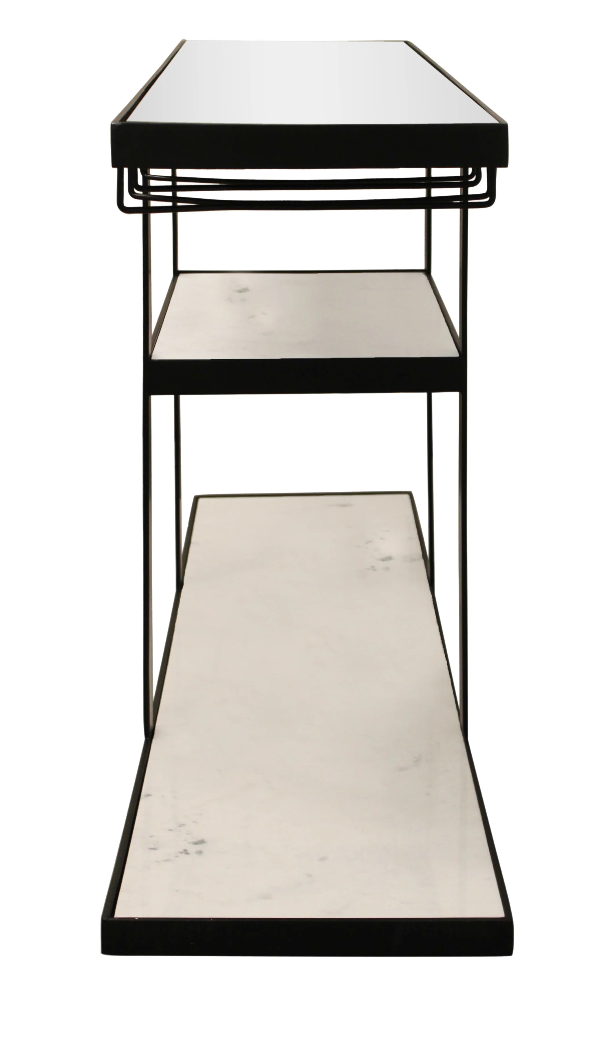 White and Black Genuine Marble Floor Shelf Console Table Two Shelves By Homeroots - Image 3