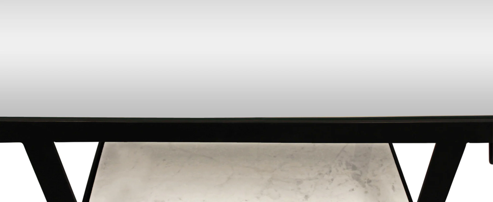 White and Black Genuine Marble Floor Shelf Console Table Two Shelves By Homeroots - Image 4