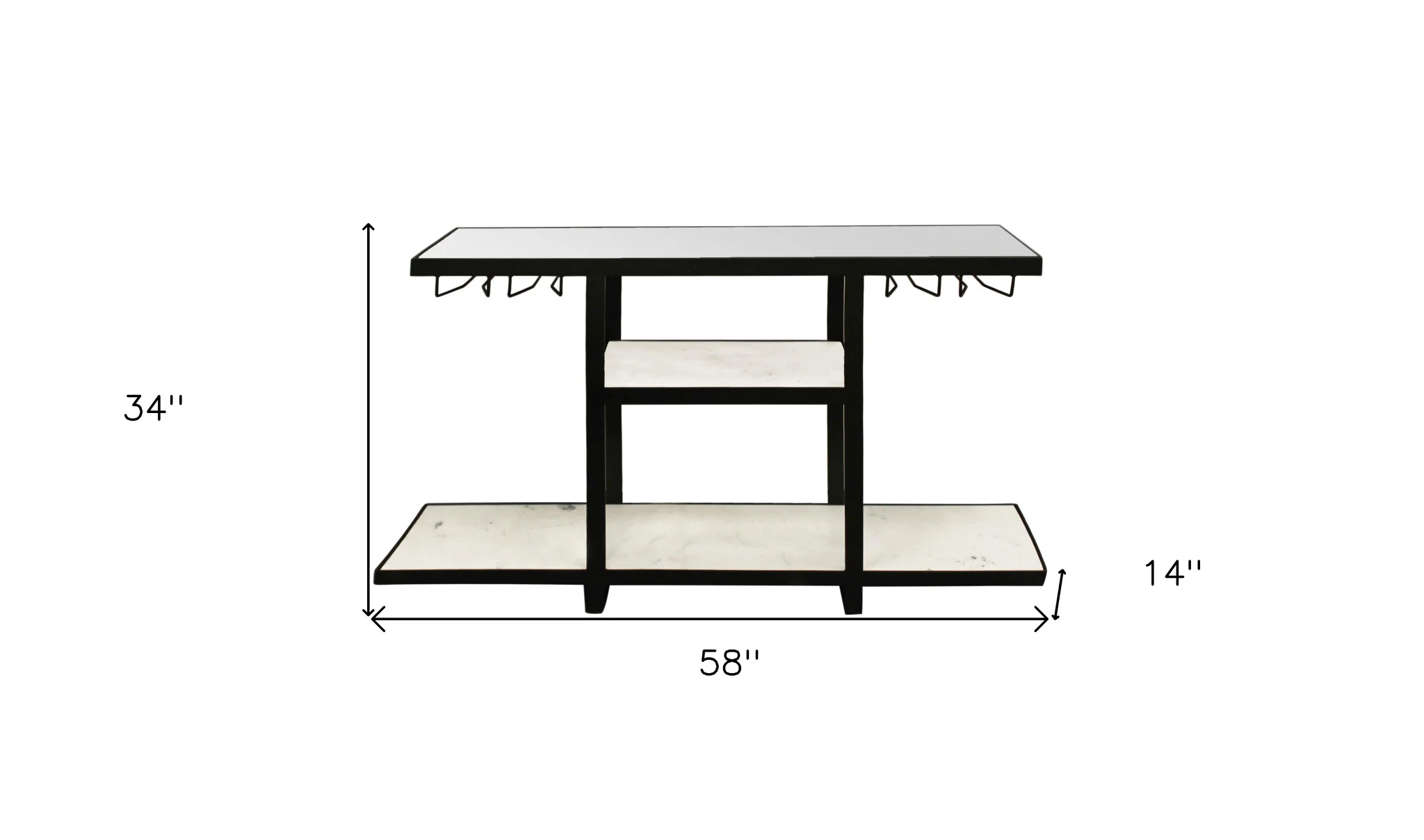 White and Black Genuine Marble Floor Shelf Console Table Two Shelves By Homeroots - Image 6