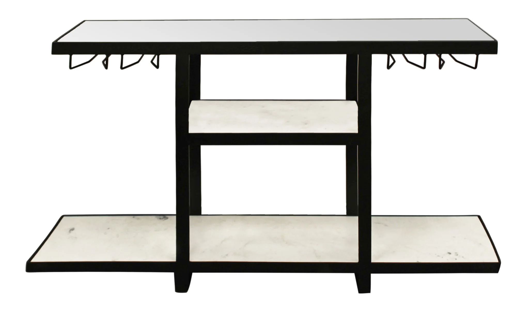 White and Black Genuine Marble Floor Shelf Console Table Two Shelves By Homeroots - Image 7