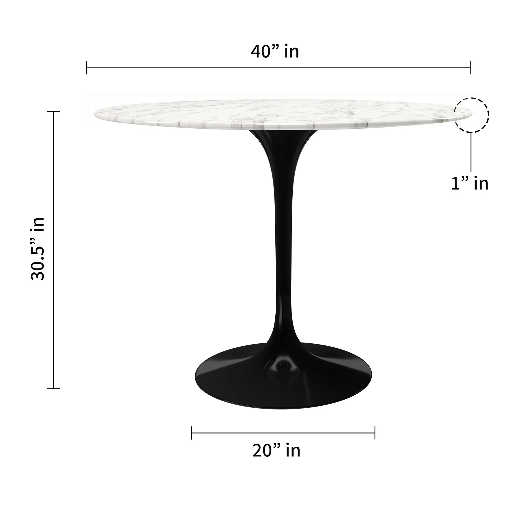 White And Black Marble And Metal Dining Table By Homeroots - Image 7