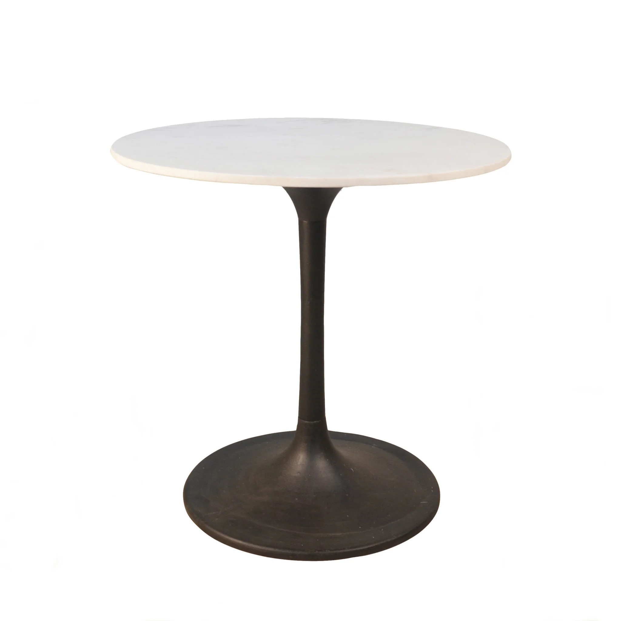 White And Black Rounded Marble And Iron Pedestal Base Dining Table By Homeroots - Image 2