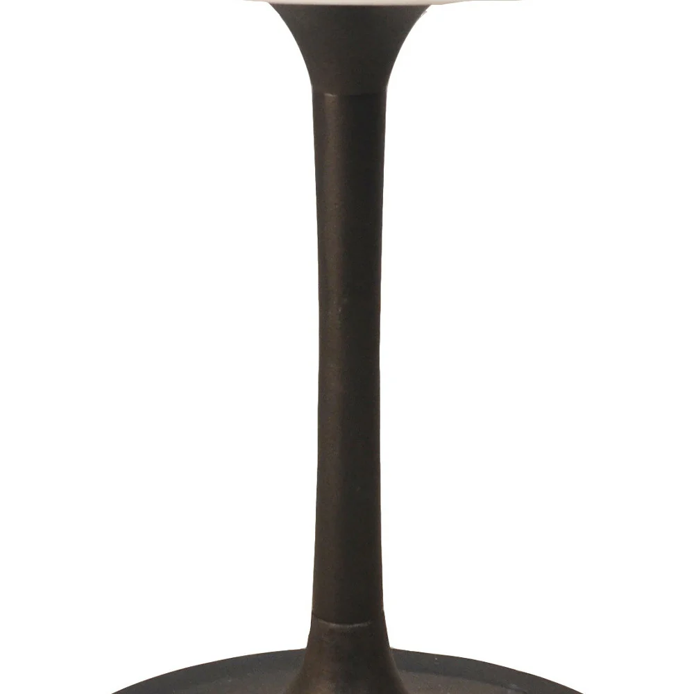 White And Black Rounded Marble And Iron Pedestal Base Dining Table By Homeroots - Image 3