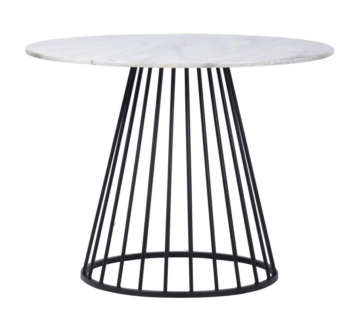 White And Black Rounded Metal Pedestal Base Dining Table By Homeroots - Image 2