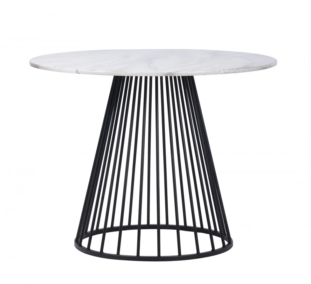 White And Black Rounded Metal Pedestal Base Dining Table By Homeroots - Image 3
