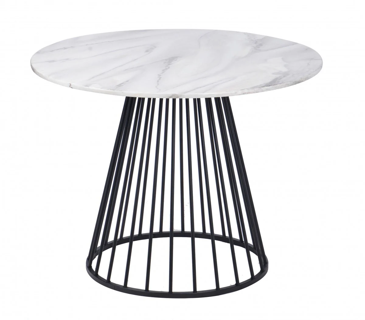 White And Black Rounded Metal Pedestal Base Dining Table By Homeroots - Image 4