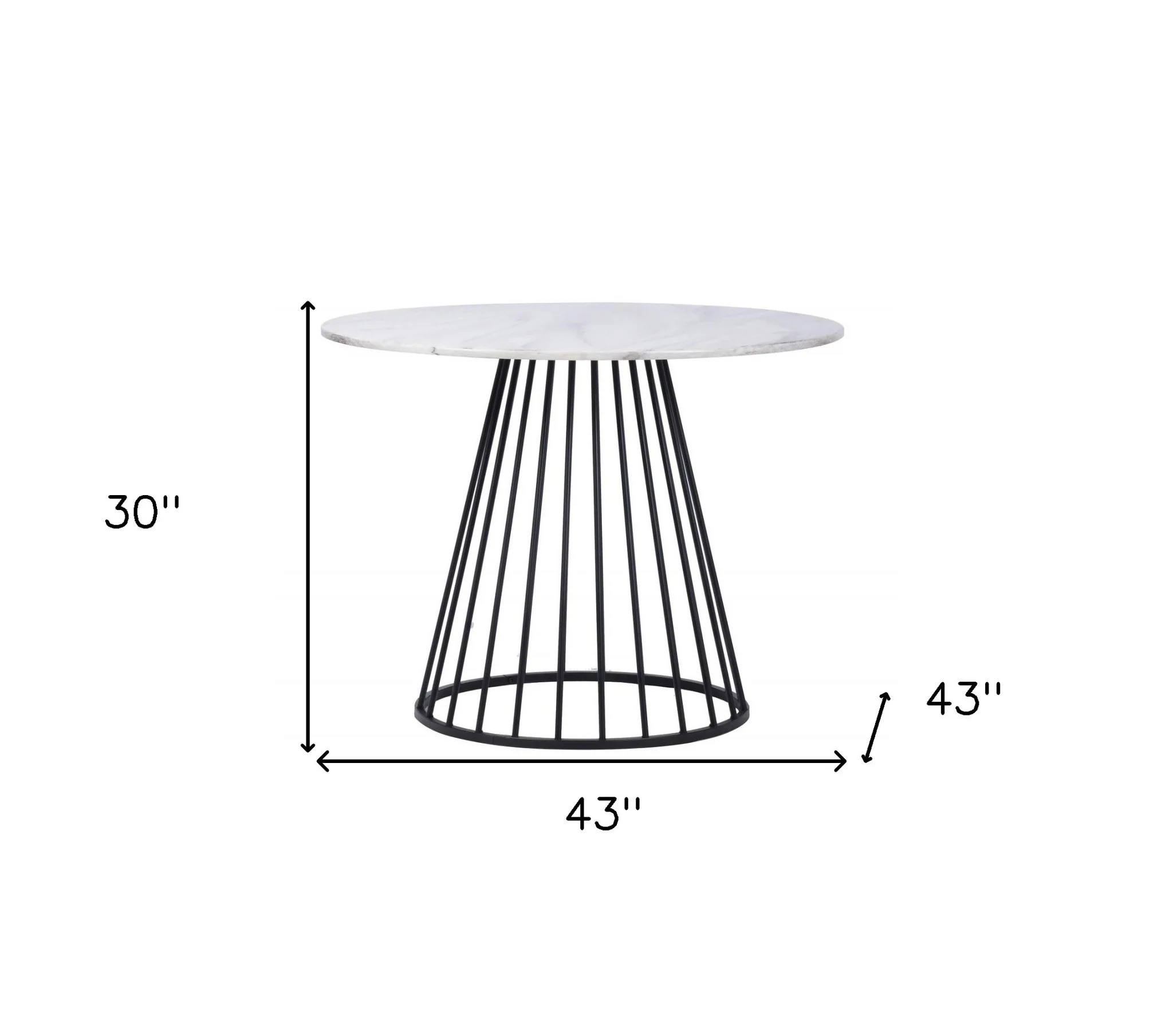 White And Black Rounded Metal Pedestal Base Dining Table By Homeroots - Image 5