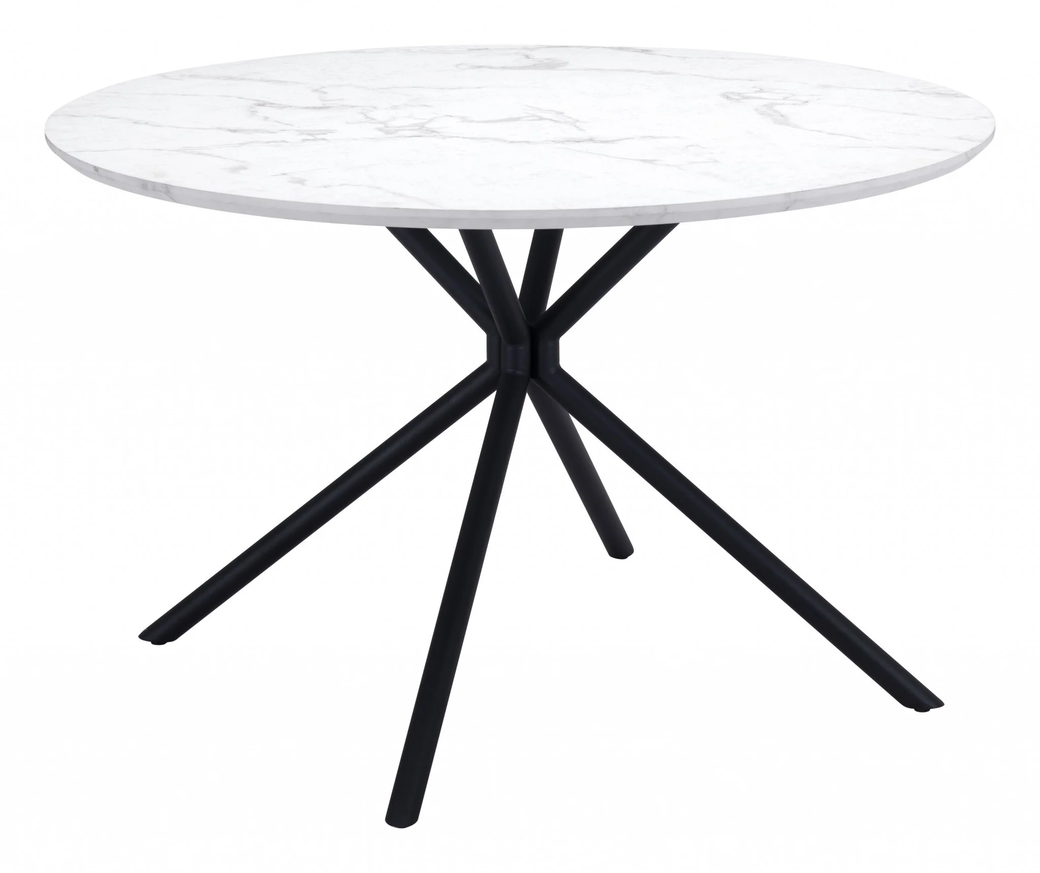 White And Black Rounded Steel Dining Table By Homeroots - Image 2