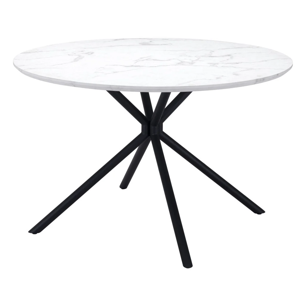 White And Black Rounded Steel Dining Table By Homeroots - Image 3