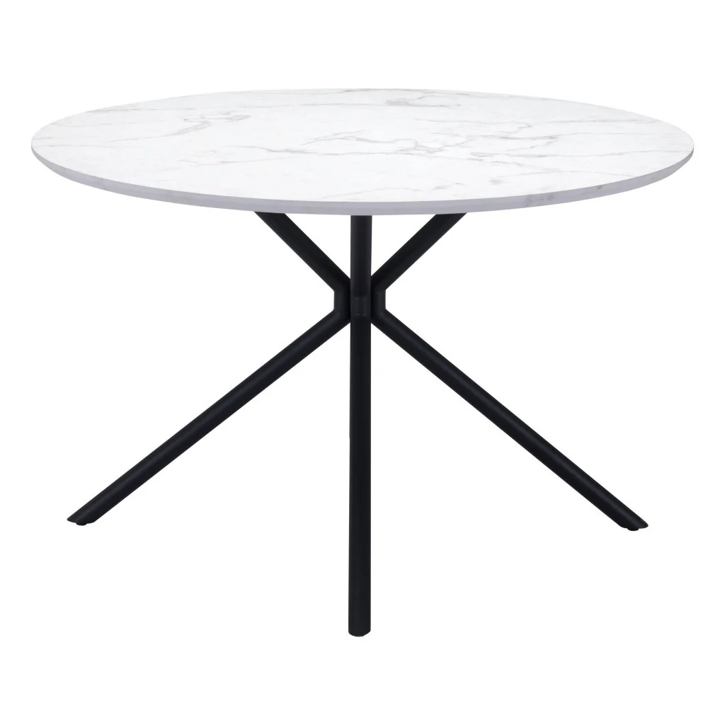 White And Black Rounded Steel Dining Table By Homeroots - Image 4