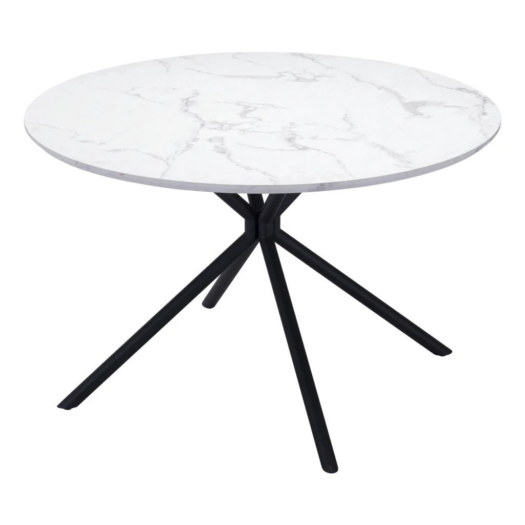 White And Black Rounded Steel Dining Table By Homeroots - Image 5