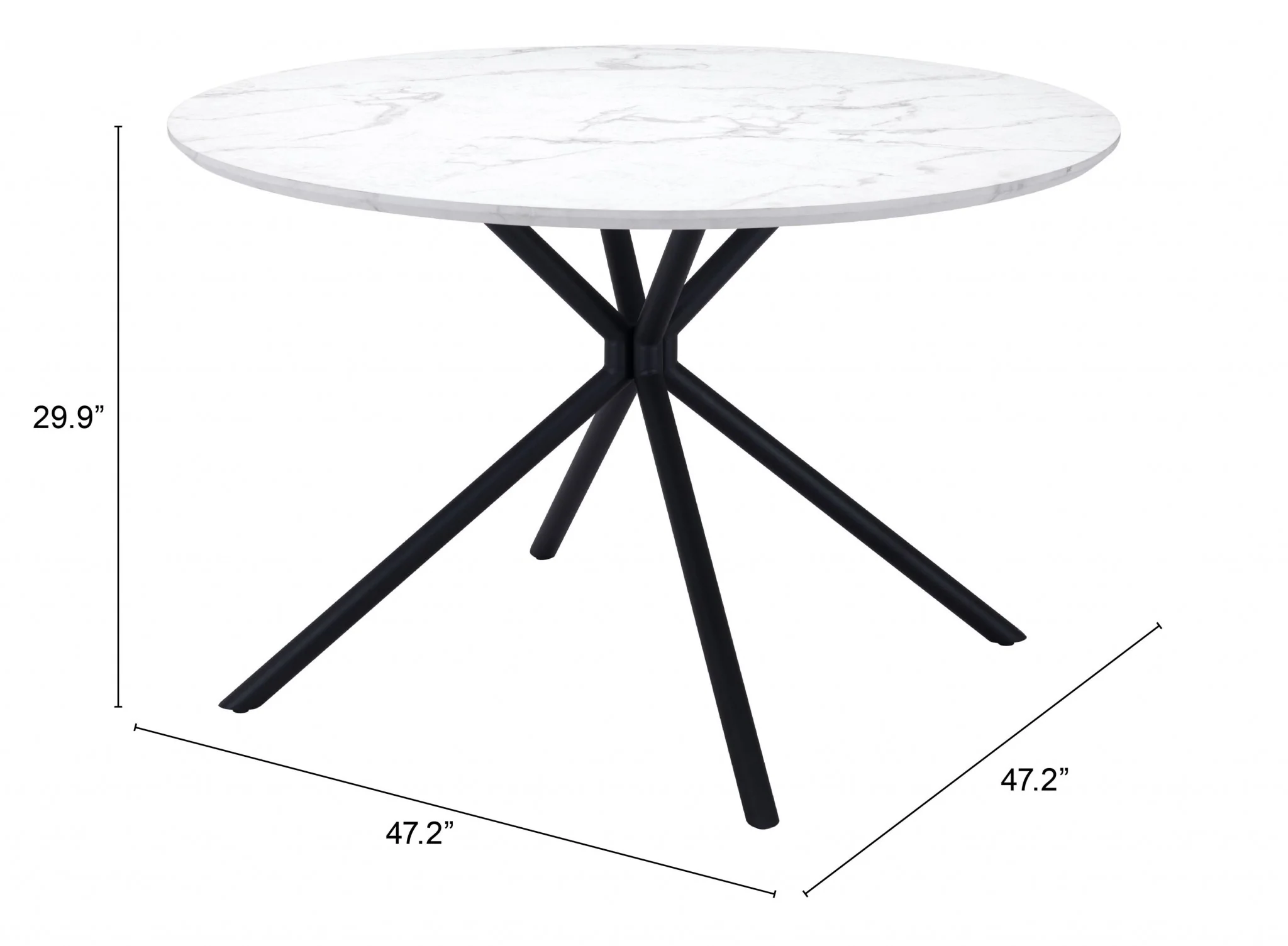White And Black Rounded Steel Dining Table By Homeroots - Image 6