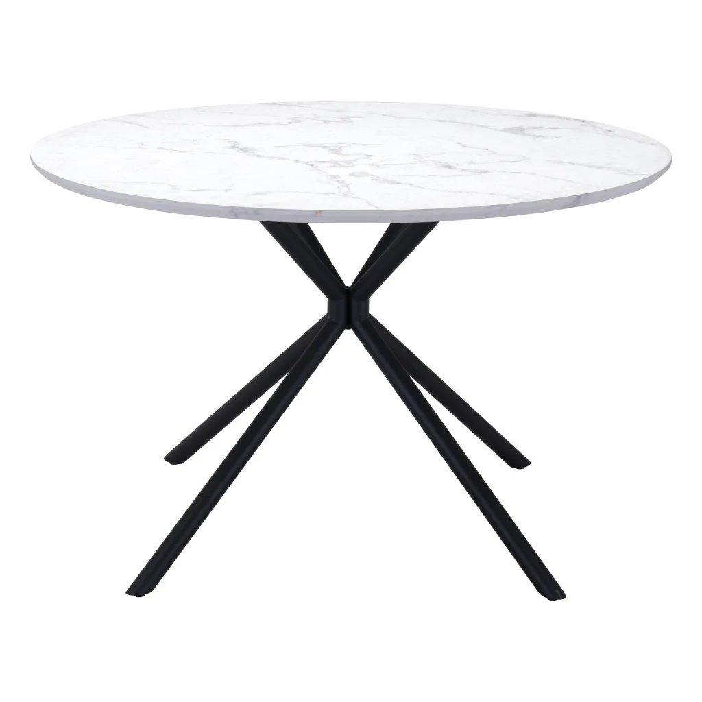 White And Black Rounded Steel Dining Table By Homeroots - Image 7