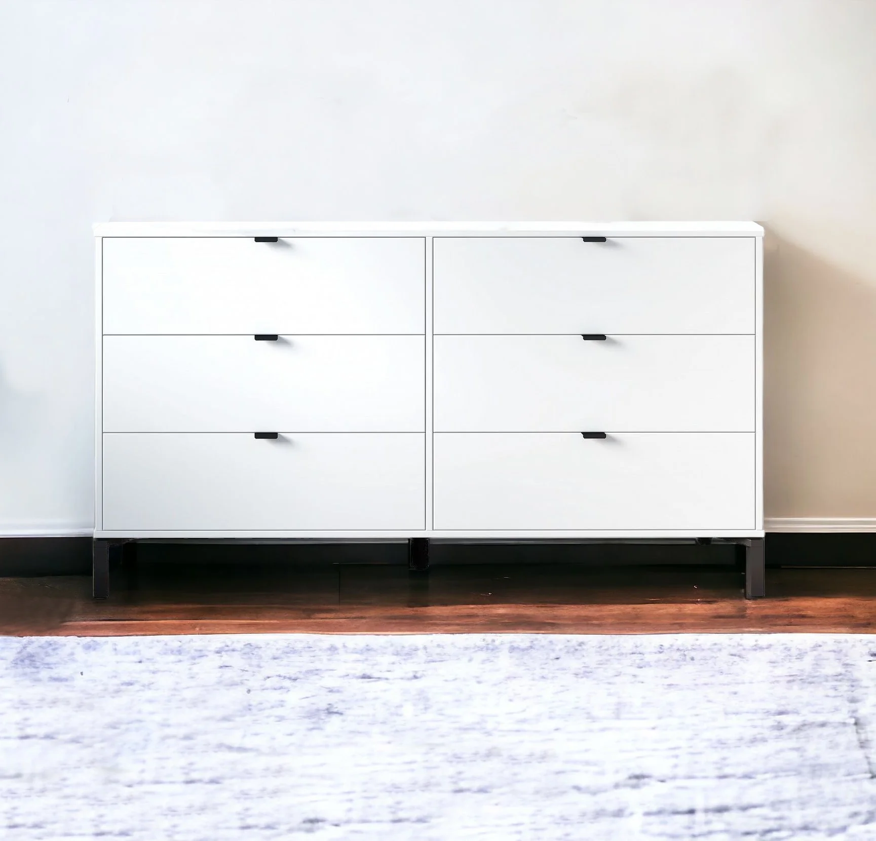 White and Black Six Drawer Double Dresser By Homeroots - Image 3