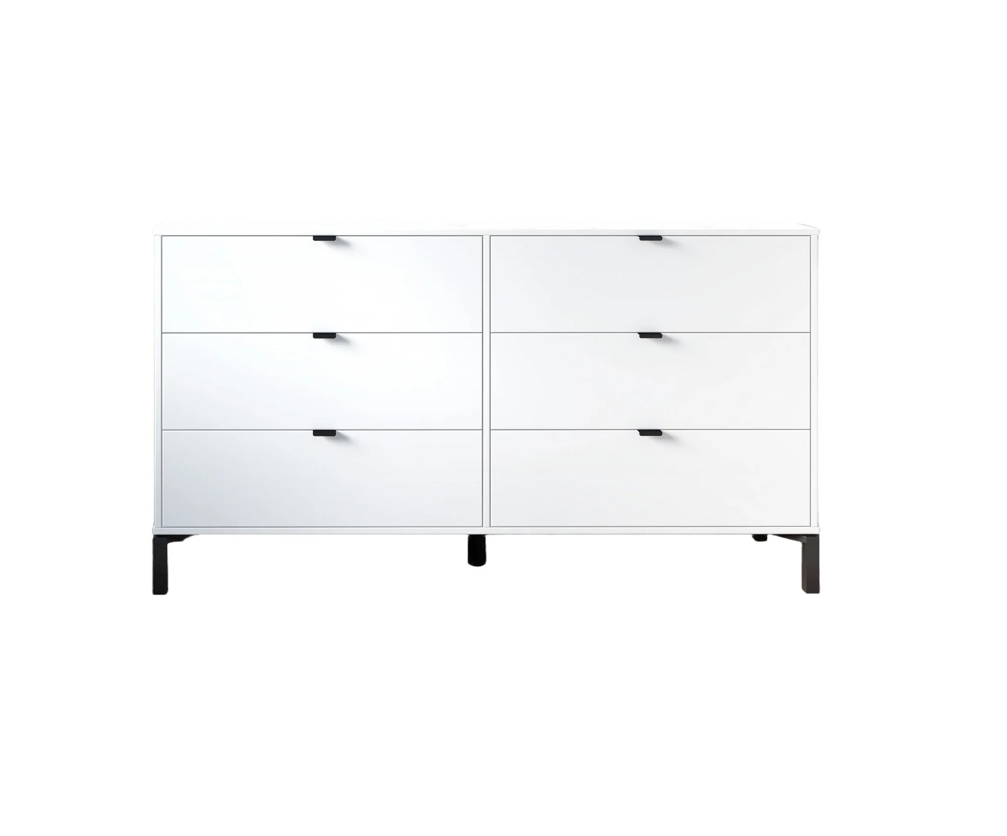 White and Black Six Drawer Double Dresser By Homeroots - Image 5