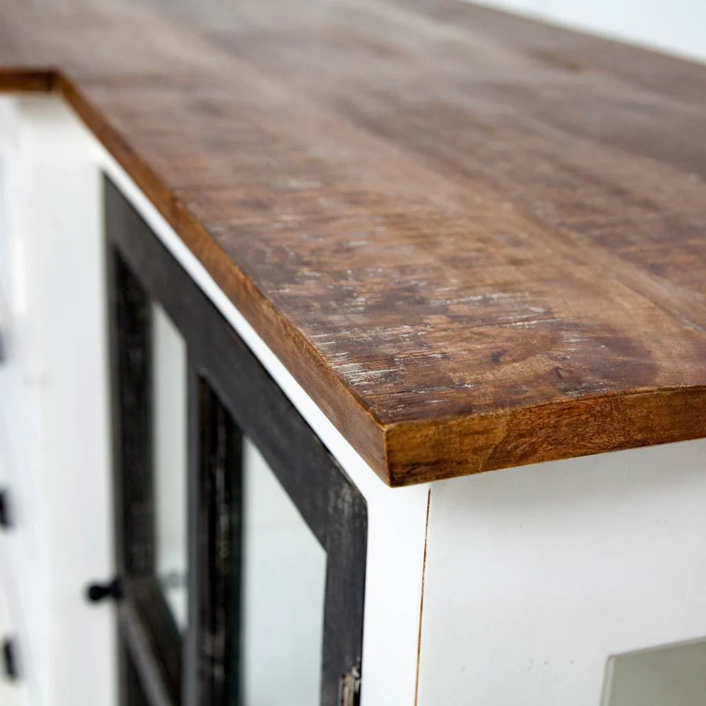 White And Black Solid Mango Wood Frame Sideboard With 4 Drawers And 4 Shelves By Homeroots - Image 4