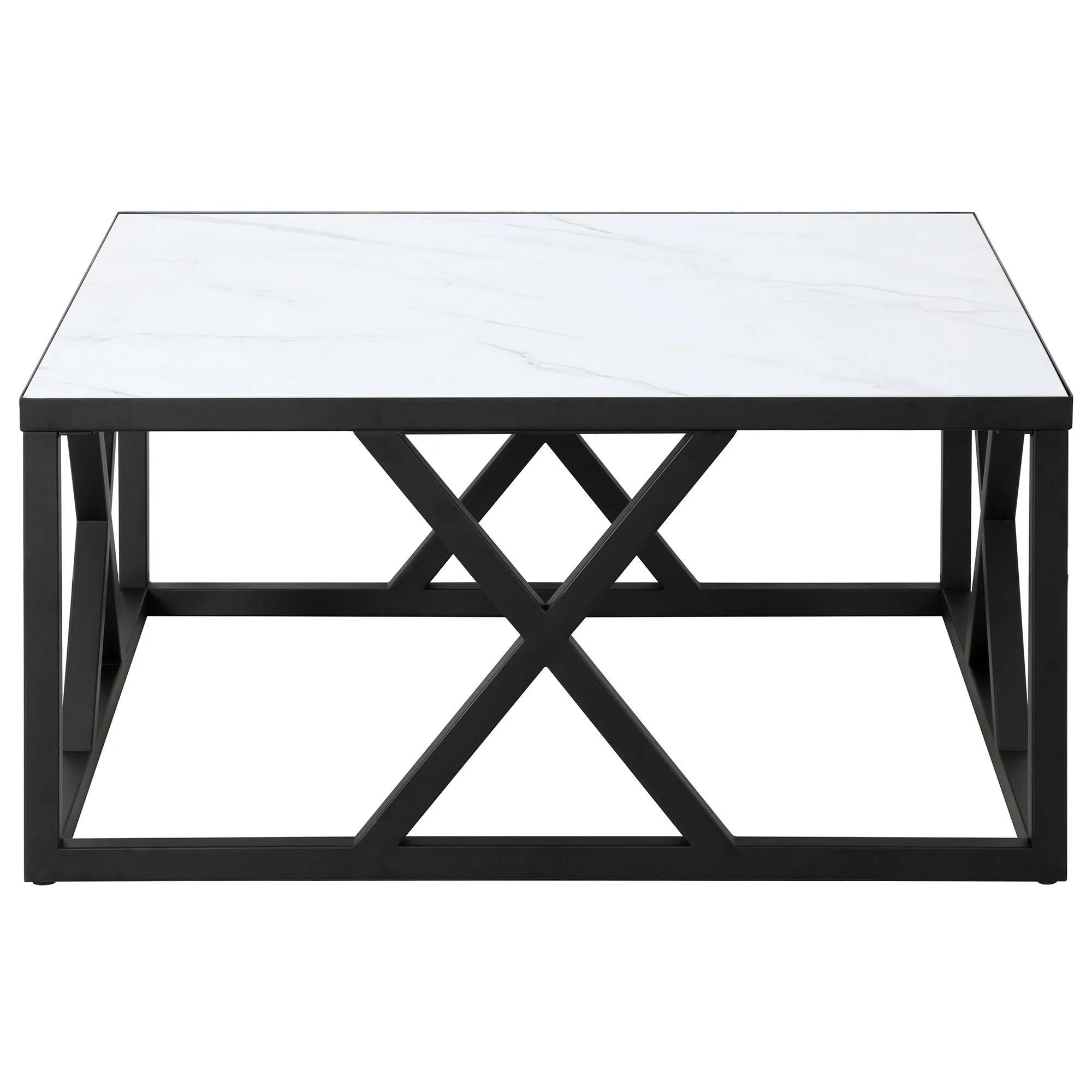 White And Black Steel Square Coffee Table By Homeroots - Image 3