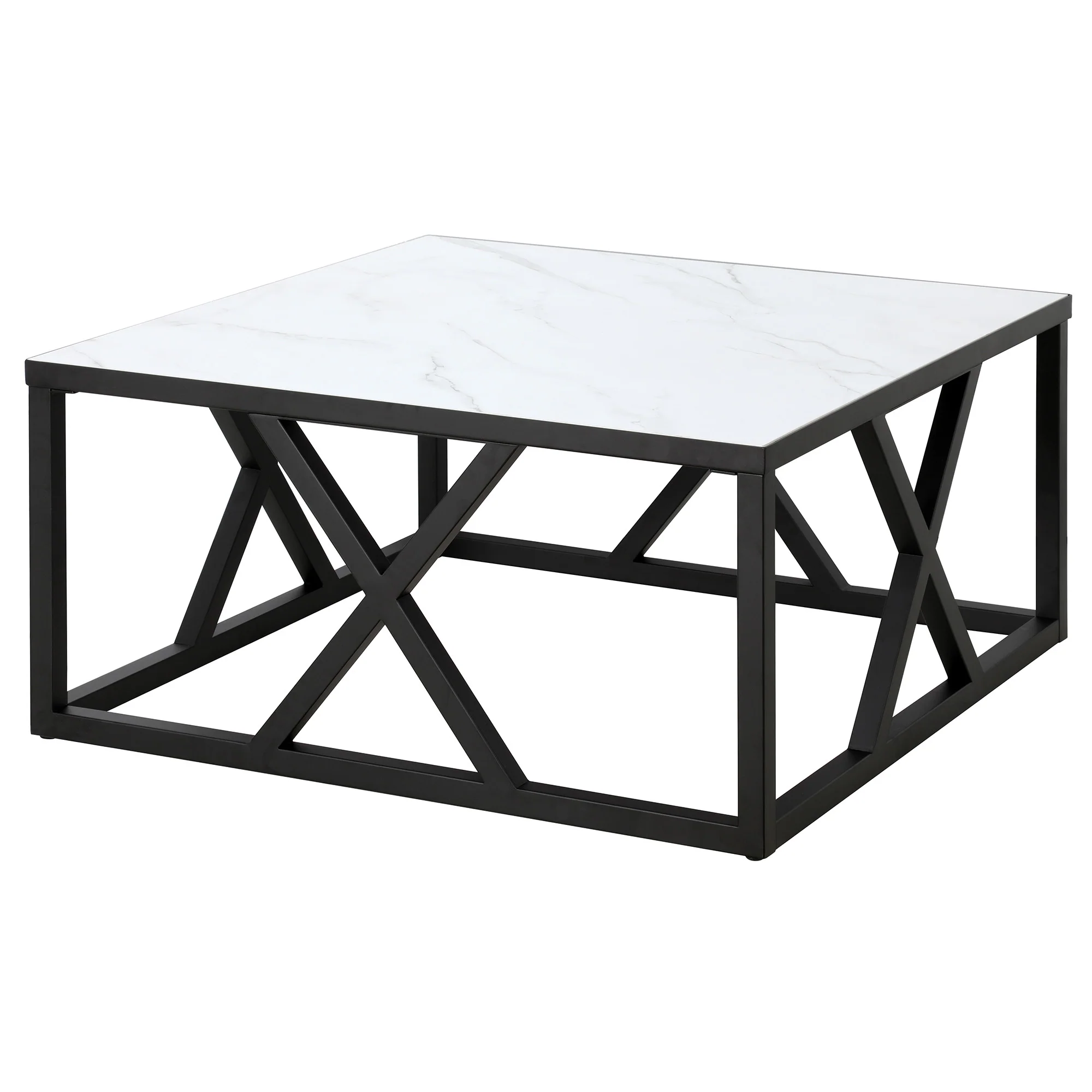 White And Black Steel Square Coffee Table By Homeroots - Image 4