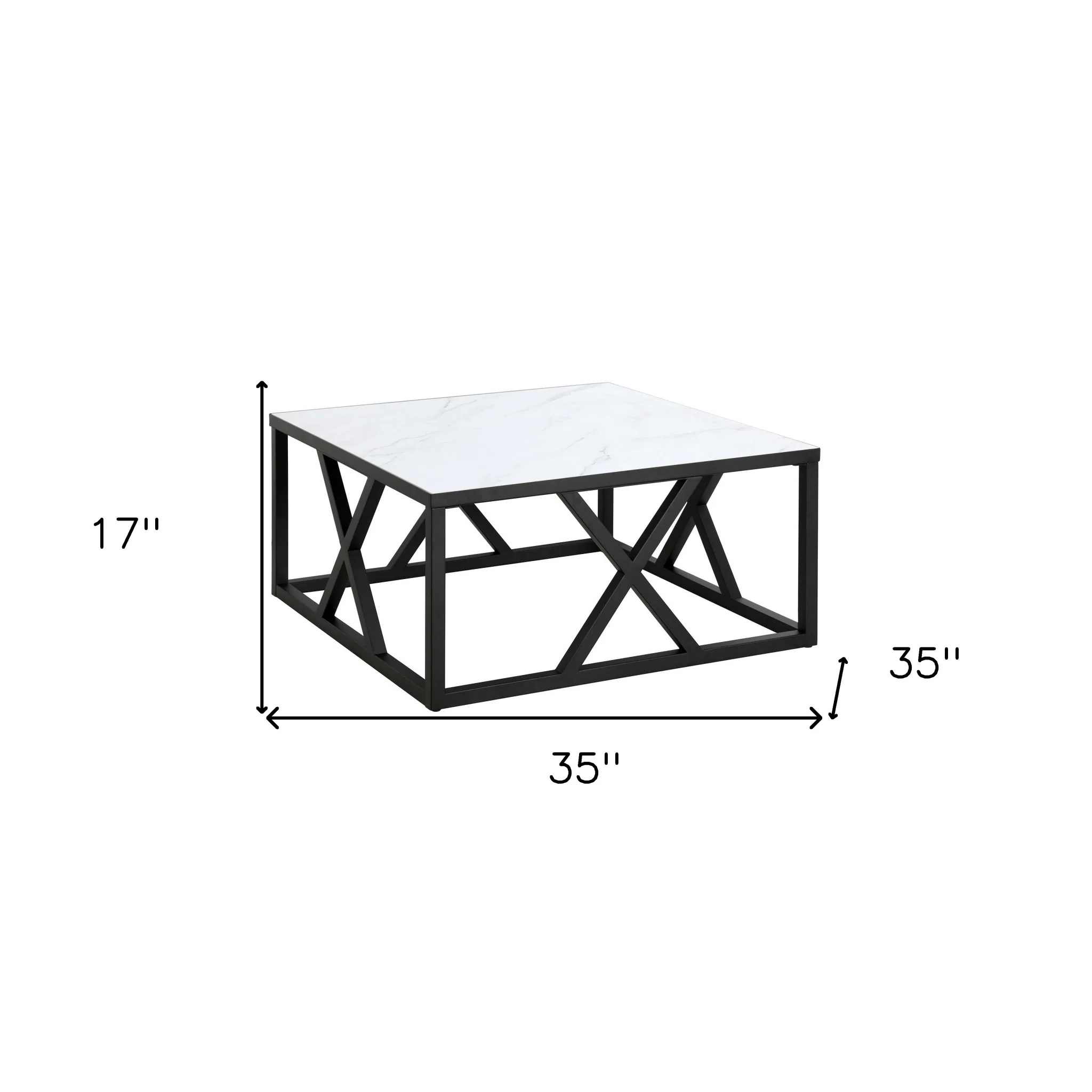 White And Black Steel Square Coffee Table By Homeroots - Image 7