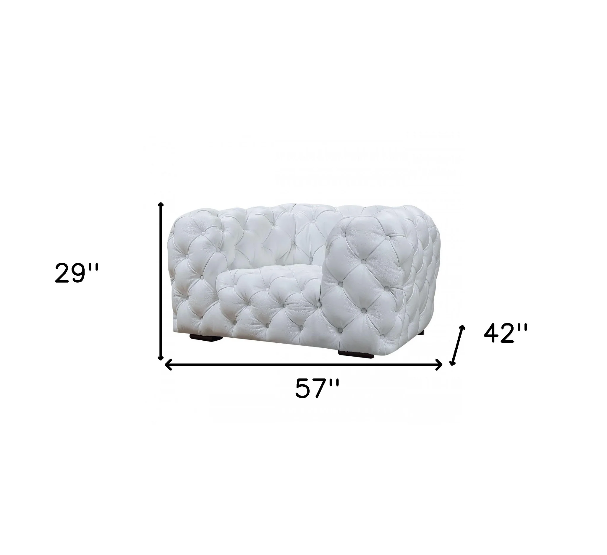 White And Black Top Grain Leather Tufted Arm Chair By Homeroots - Image 5