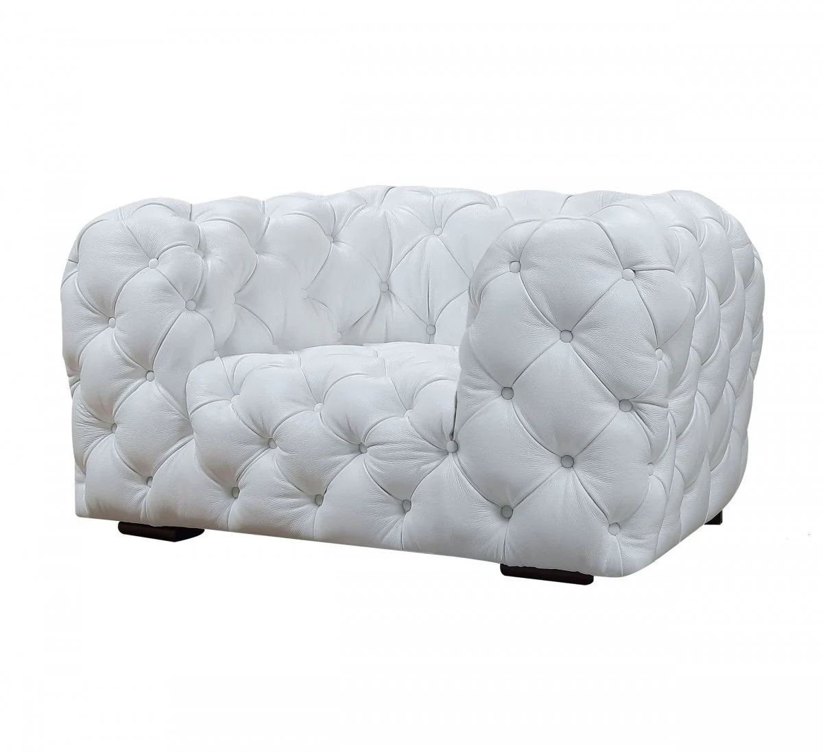 White And Black Top Grain Leather Tufted Arm Chair By Homeroots - Image 6