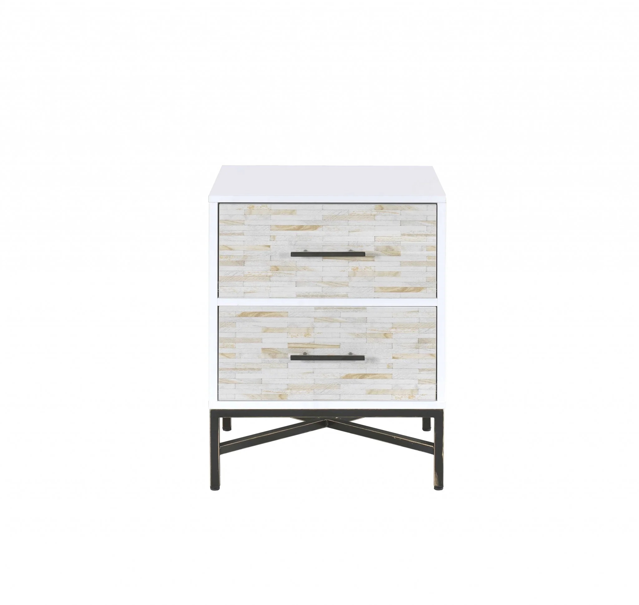 White And Black Wooden Nightstand By Homeroots - 319111 - Image 2