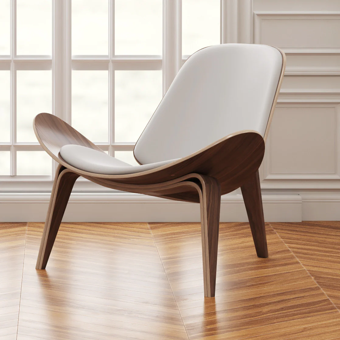 White and Brown Genuine Leather Lounge Chair By Homeroots - Image 8