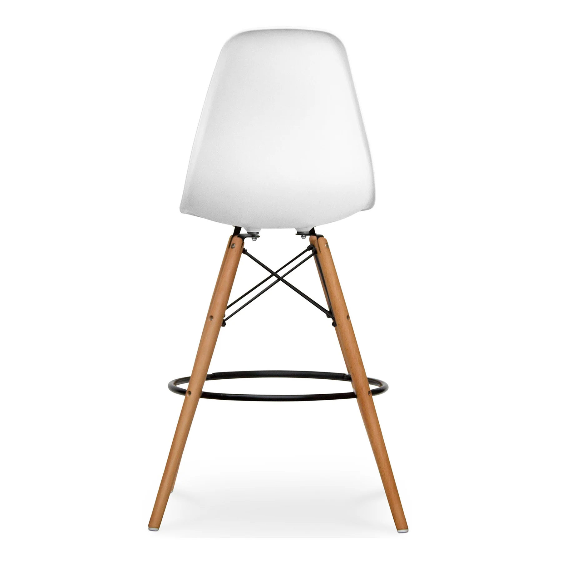 White And Brown Heavy Duty Plastic And Solid Wood Counter Height Bar Chair By Homeroots - Image 5