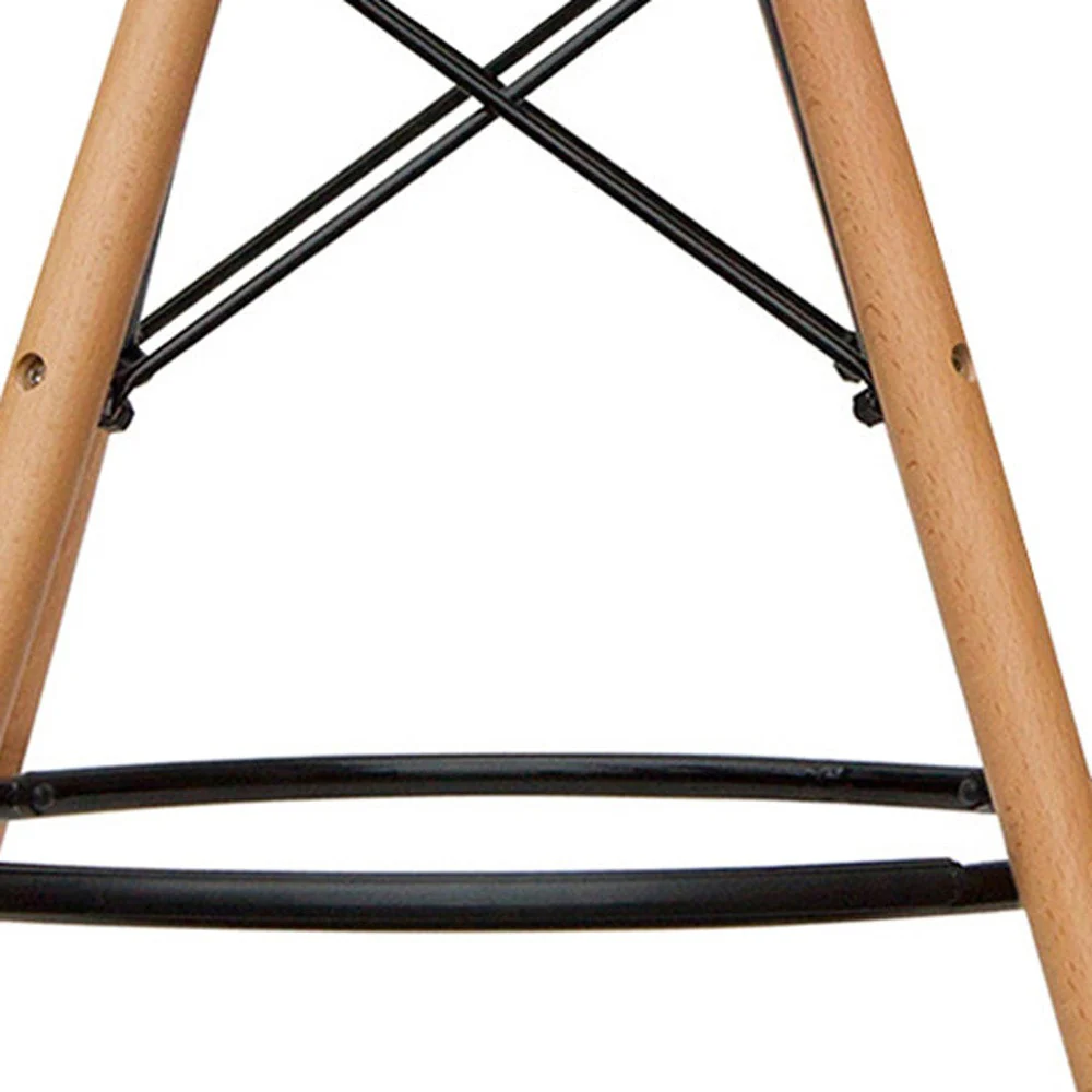 White And Brown Heavy Duty Plastic And Solid Wood Counter Height Bar Chair By Homeroots - Image 7
