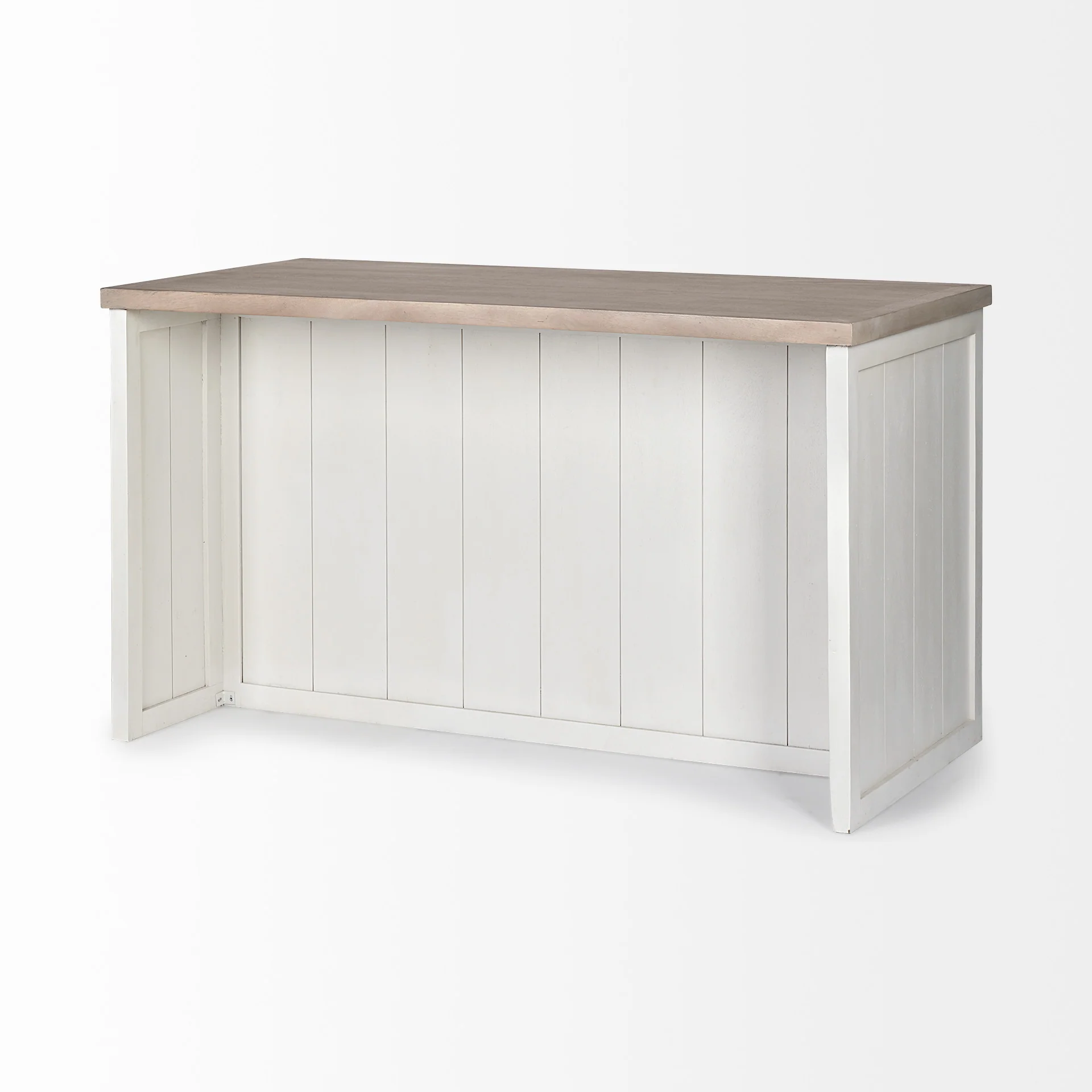 White And Brown Two Tone Wooden Kitchen Island With 3 Drawers By Homeroots - Image 5