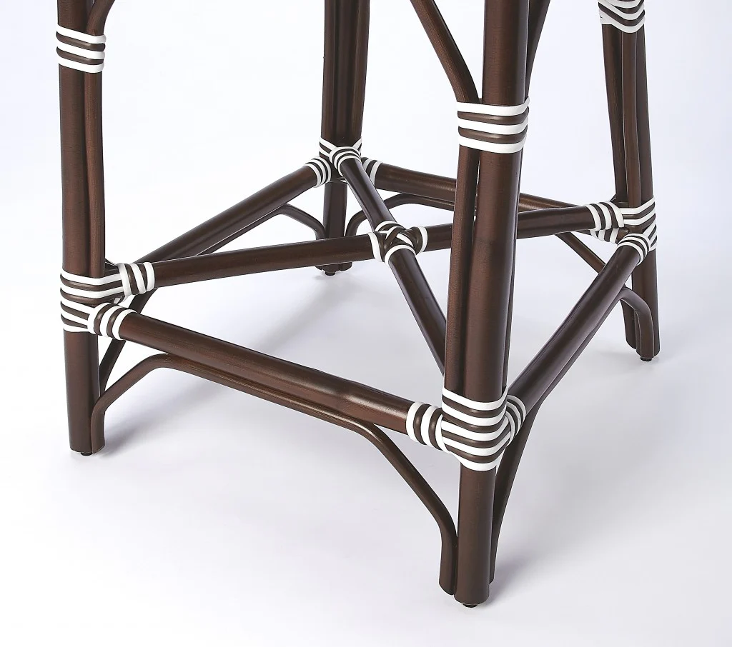 White And Chocolate Rattan Counter Stool By Homeroots - Image 3