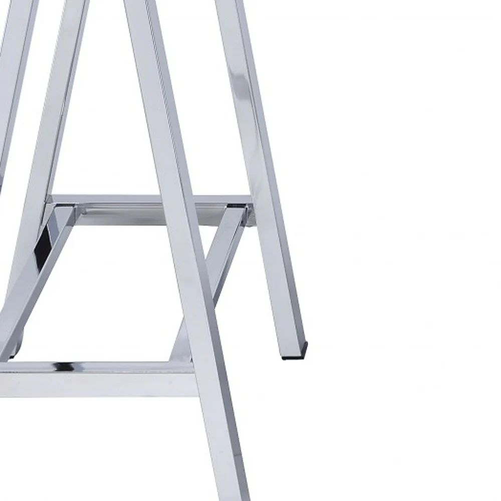 White And Chrome Glossy Polyester Desk By Homeroots - Image 3