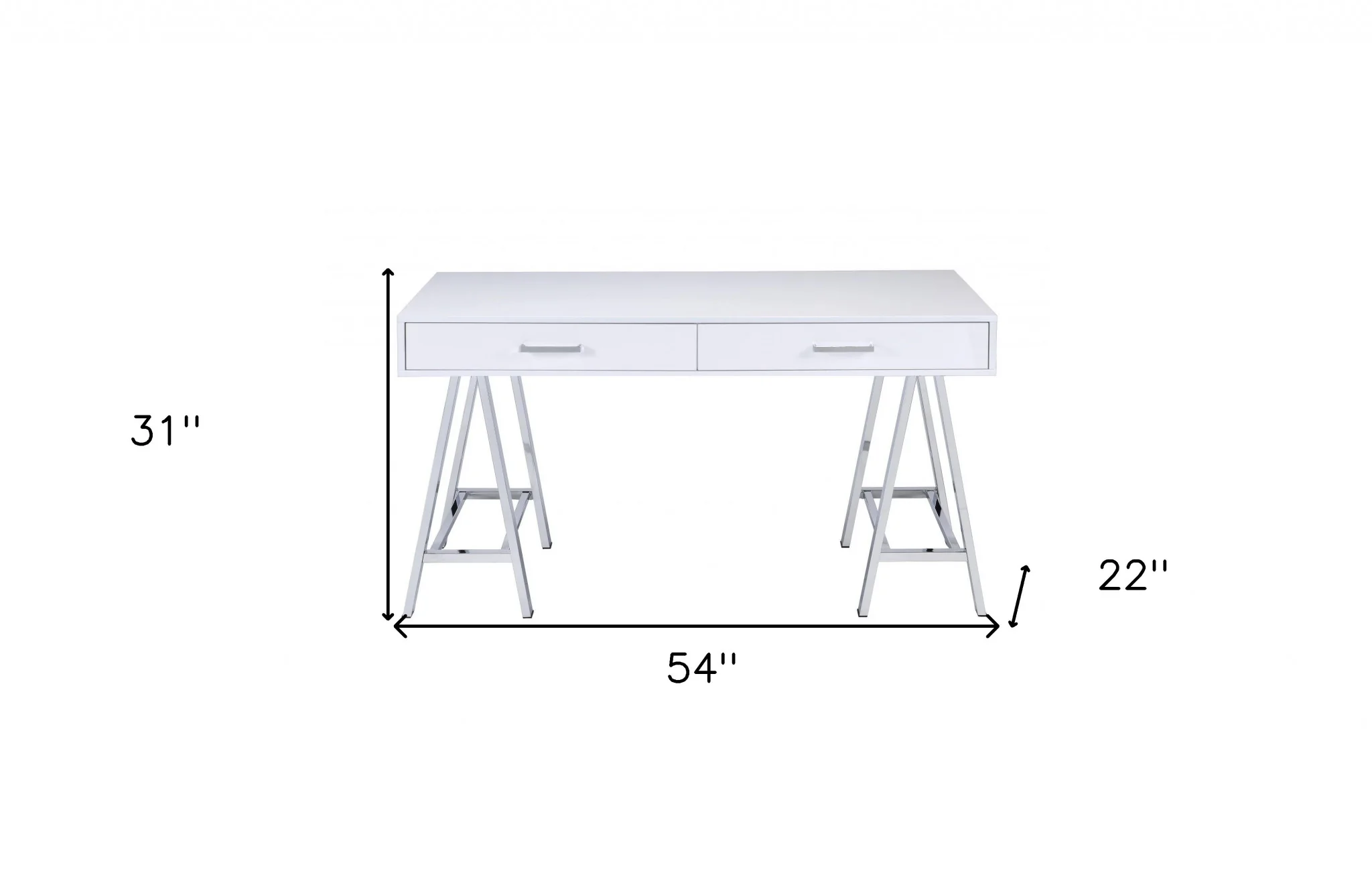 White And Chrome Glossy Polyester Desk By Homeroots - Image 5