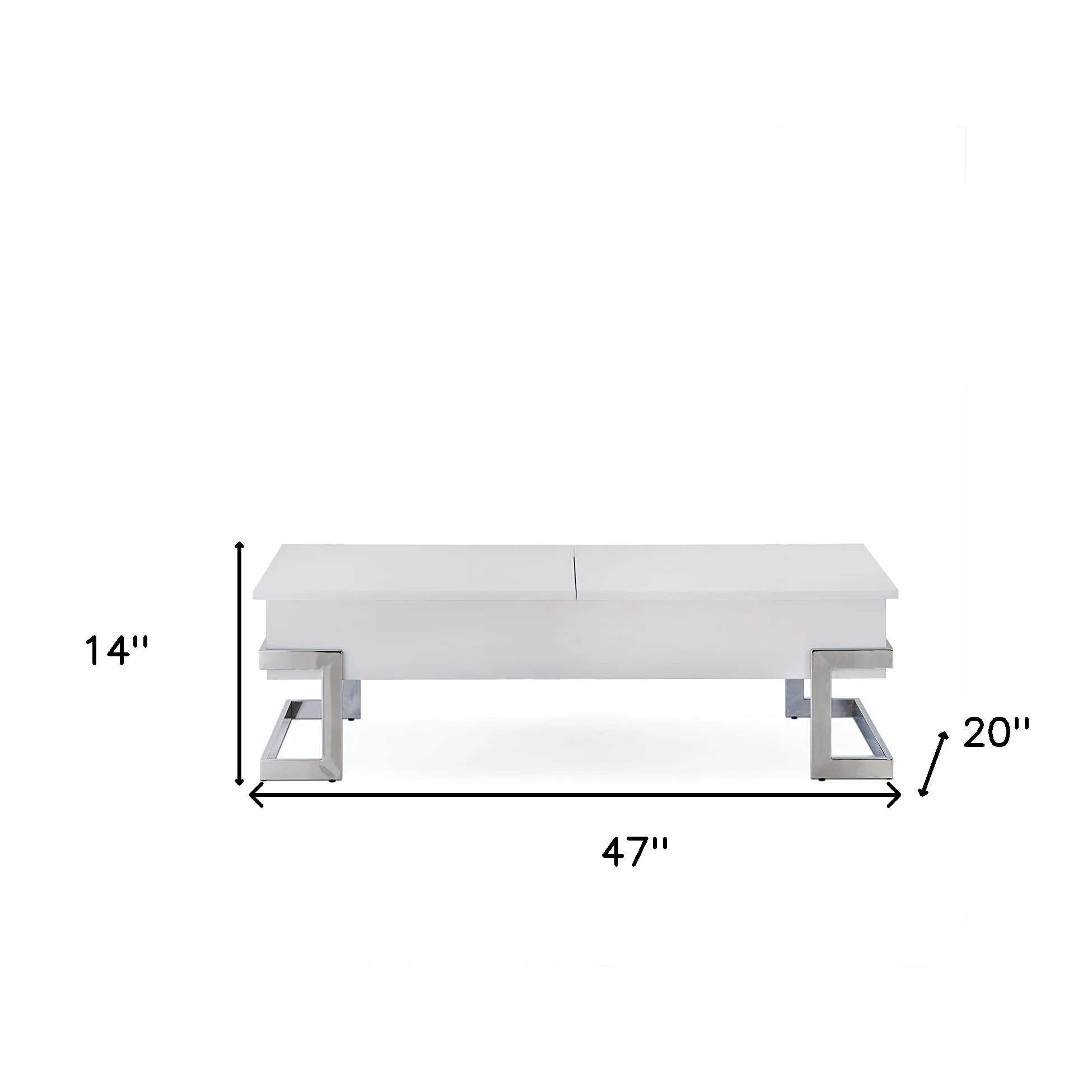 White And Chrome Particle Board Coffee Table By Homeroots - Image 3