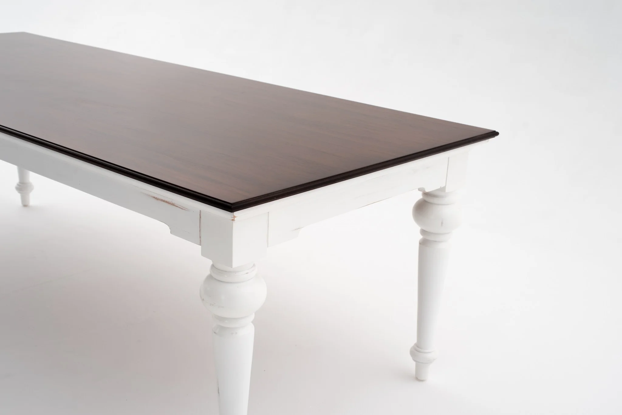 White And Dark Brown Rustic Modern Farmhouse 94" Dining Table By Homeroots - Image 5