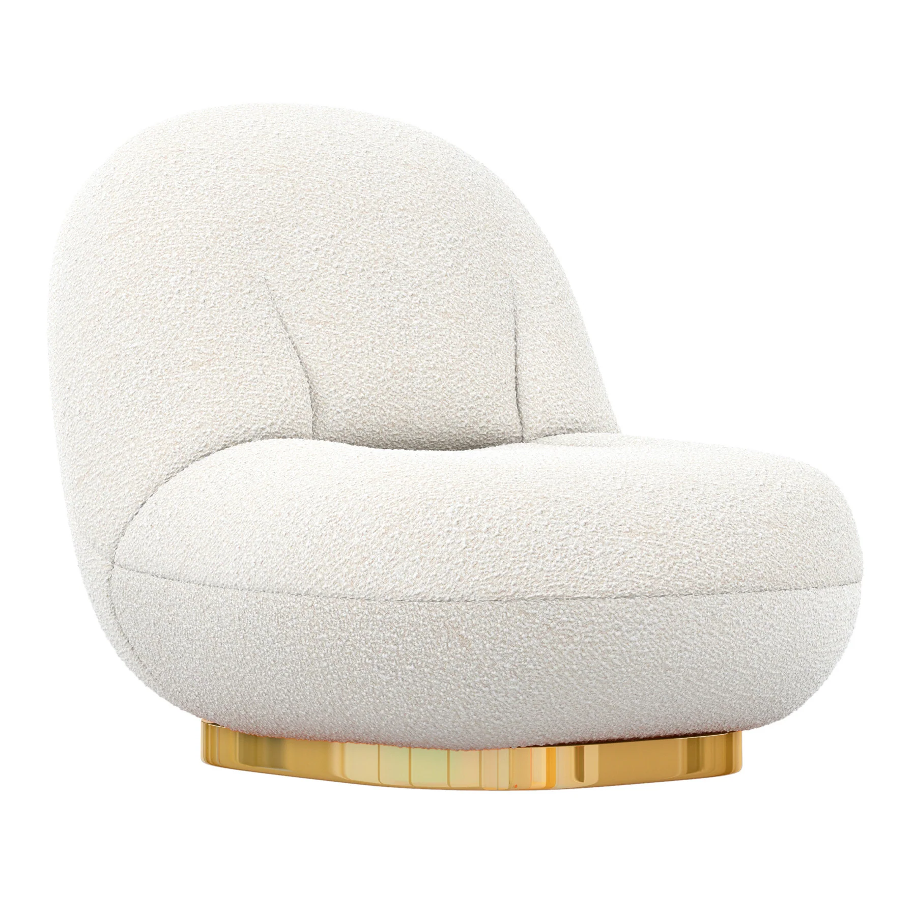 White and Gold Boucle Slipper Chair By Homeroots - Image 3