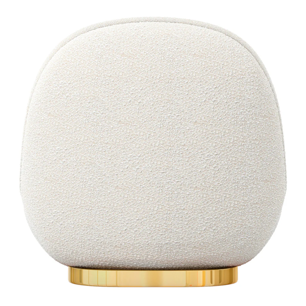 White and Gold Boucle Slipper Chair By Homeroots - Image 5