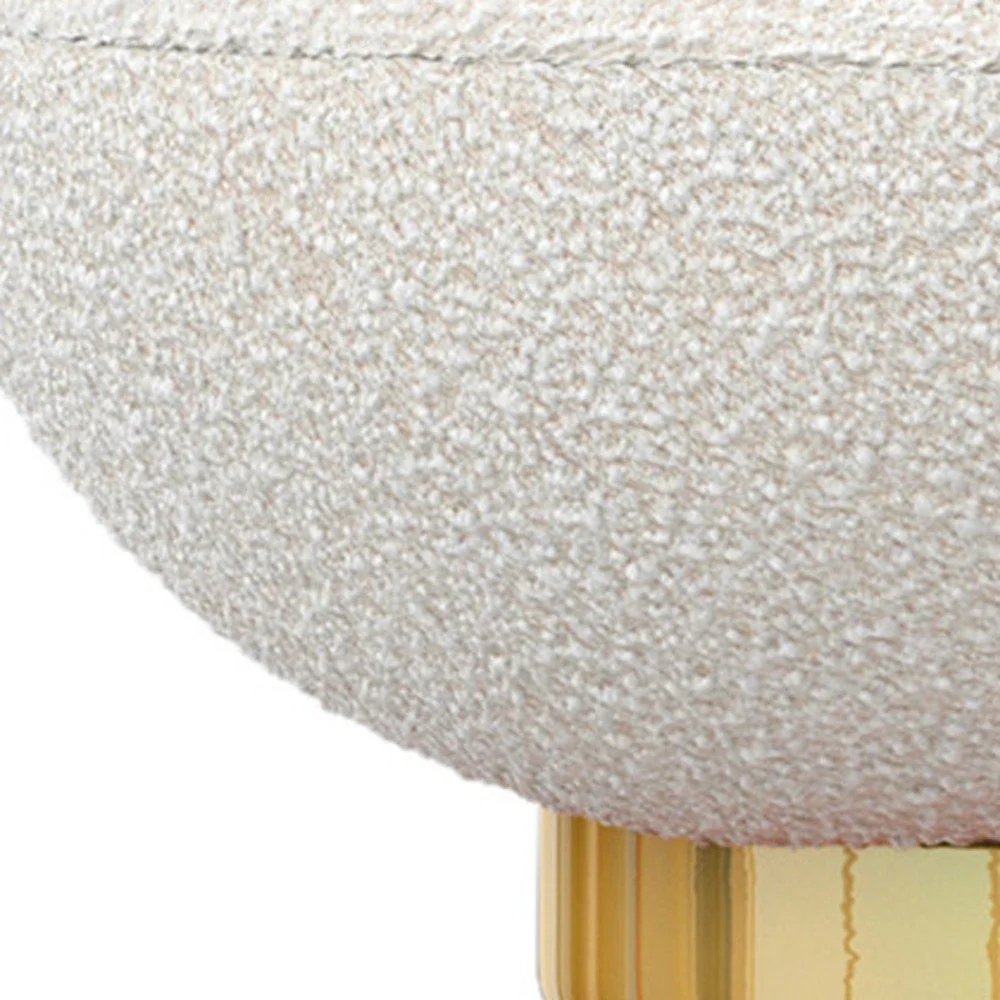 White and Gold Boucle Slipper Chair By Homeroots - Image 6