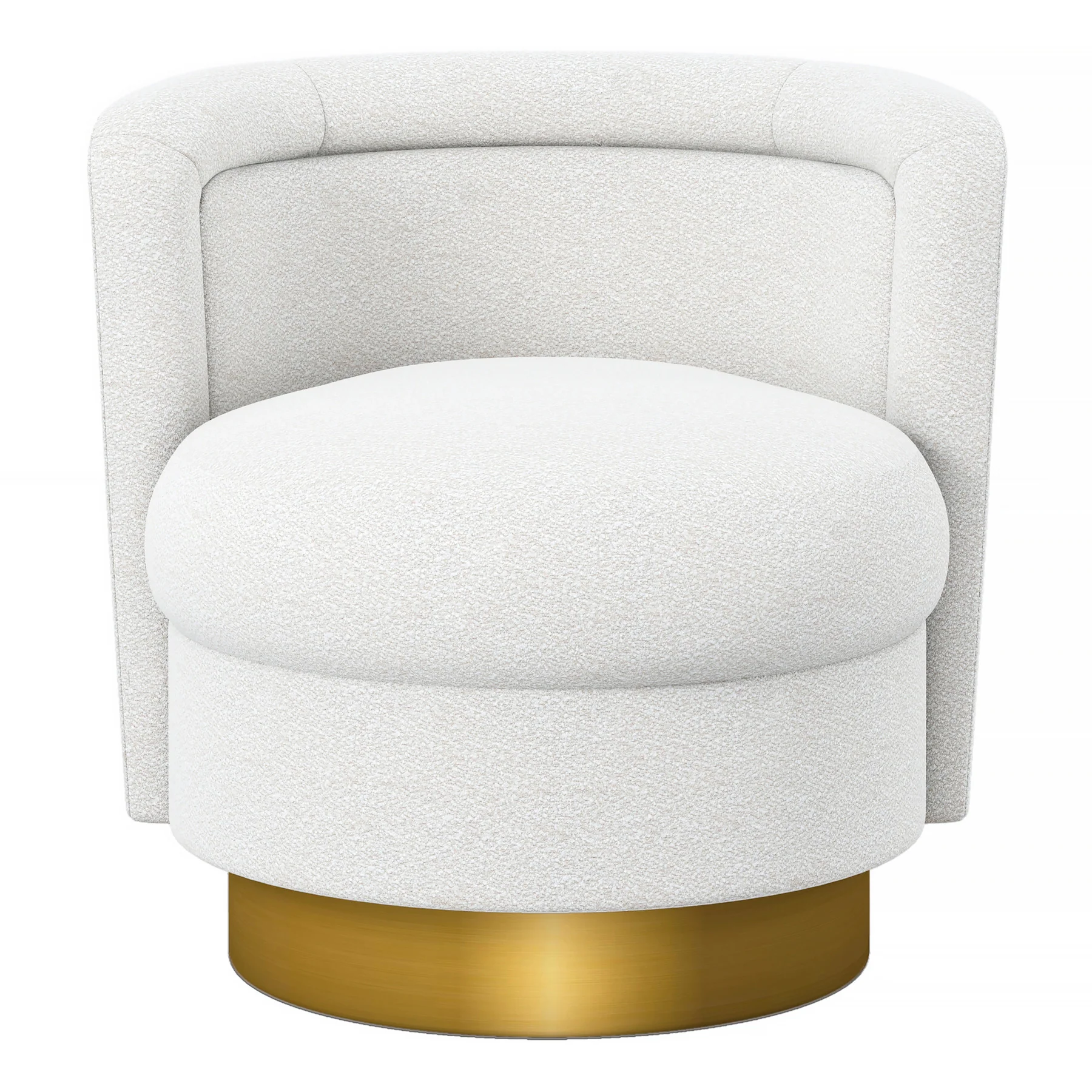 White and Gold Boucle Swivel Barrel Chair By Homeroots - Image 2