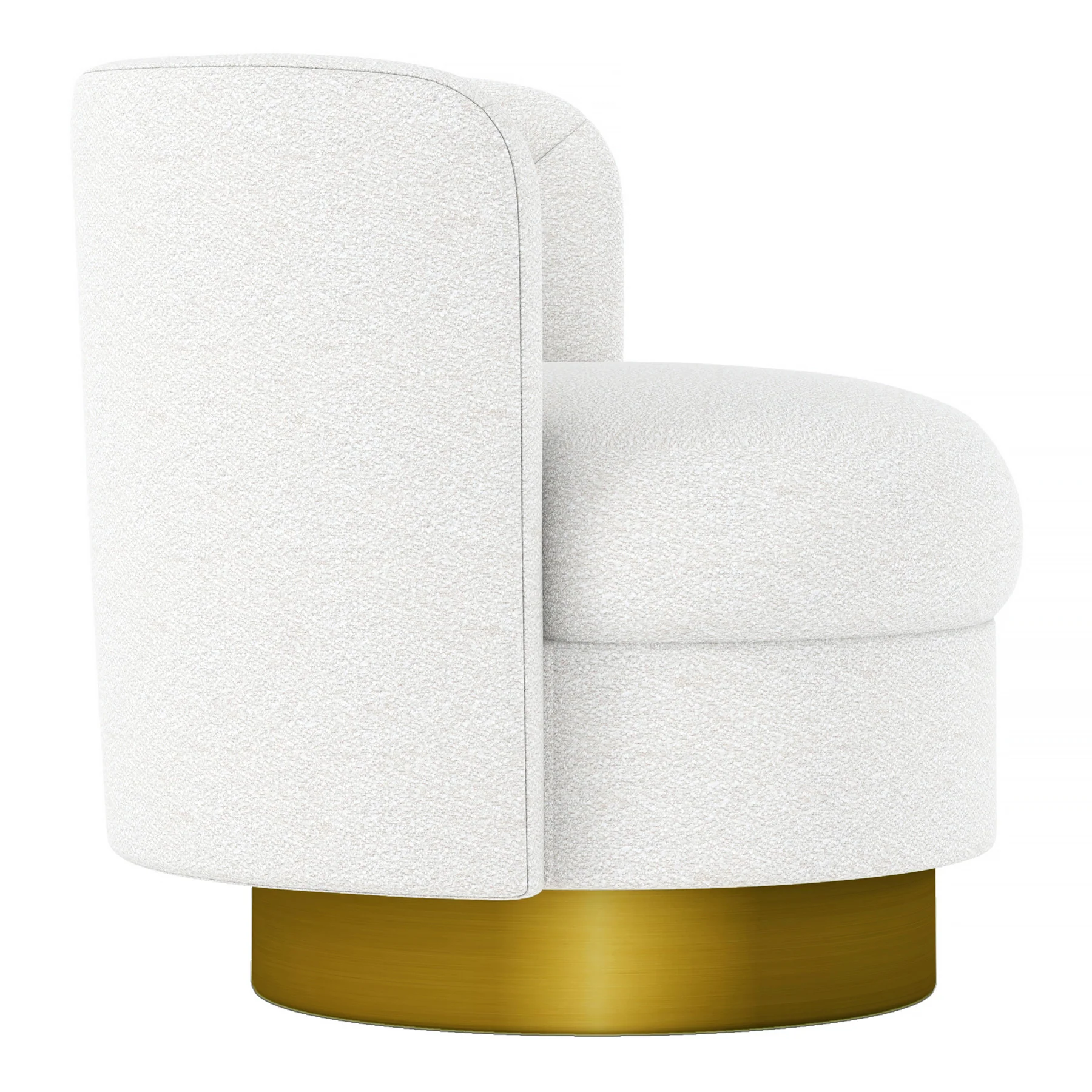 White and Gold Boucle Swivel Barrel Chair By Homeroots - Image 4