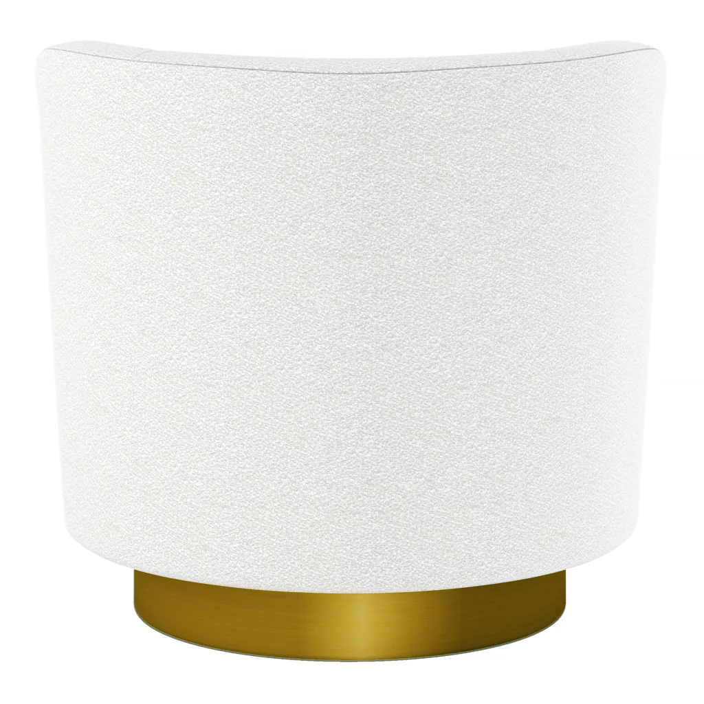 White and Gold Boucle Swivel Barrel Chair By Homeroots - Image 5