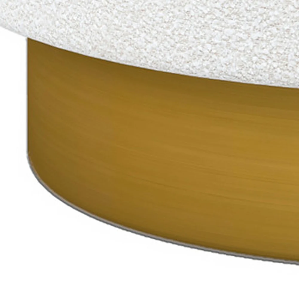 White and Gold Boucle Swivel Barrel Chair By Homeroots - Image 7