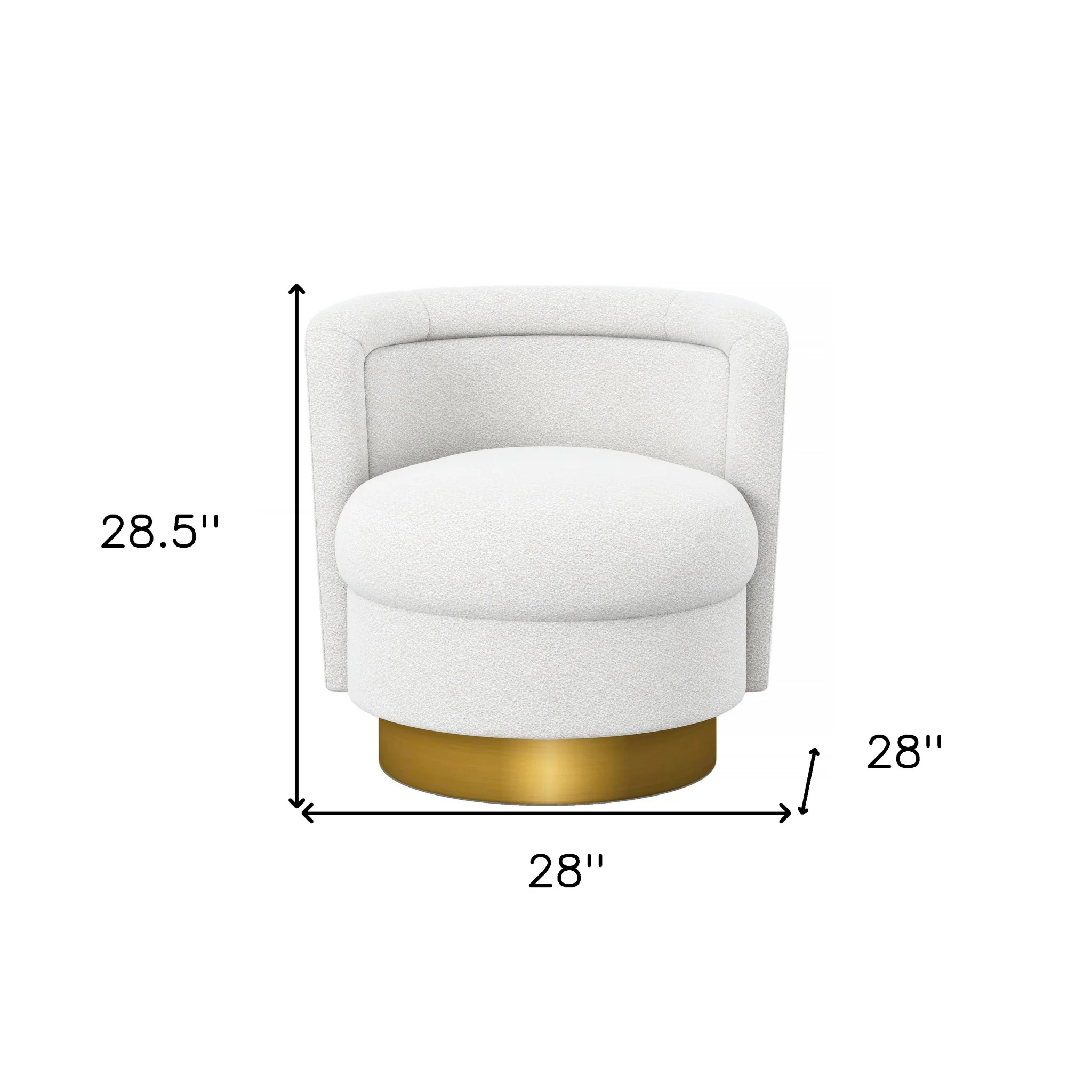 White and Gold Boucle Swivel Barrel Chair By Homeroots - Image 8