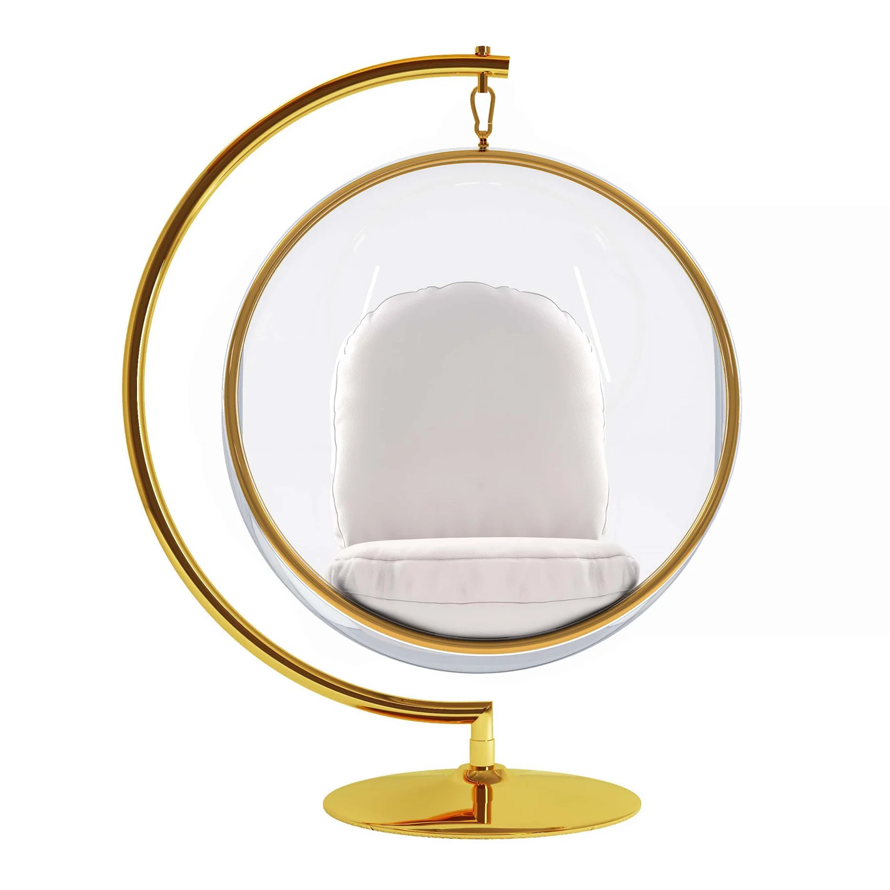 White and Gold Faux Leather Balloon Chair By Homeroots - Image 2
