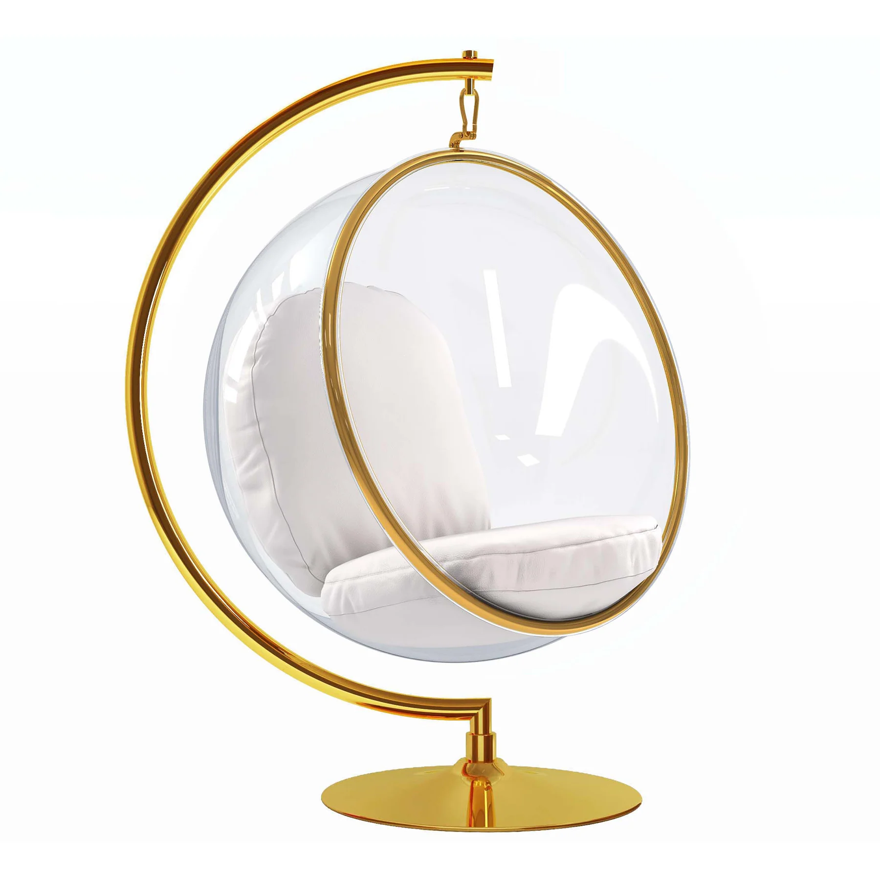 White and Gold Faux Leather Balloon Chair By Homeroots - Image 3