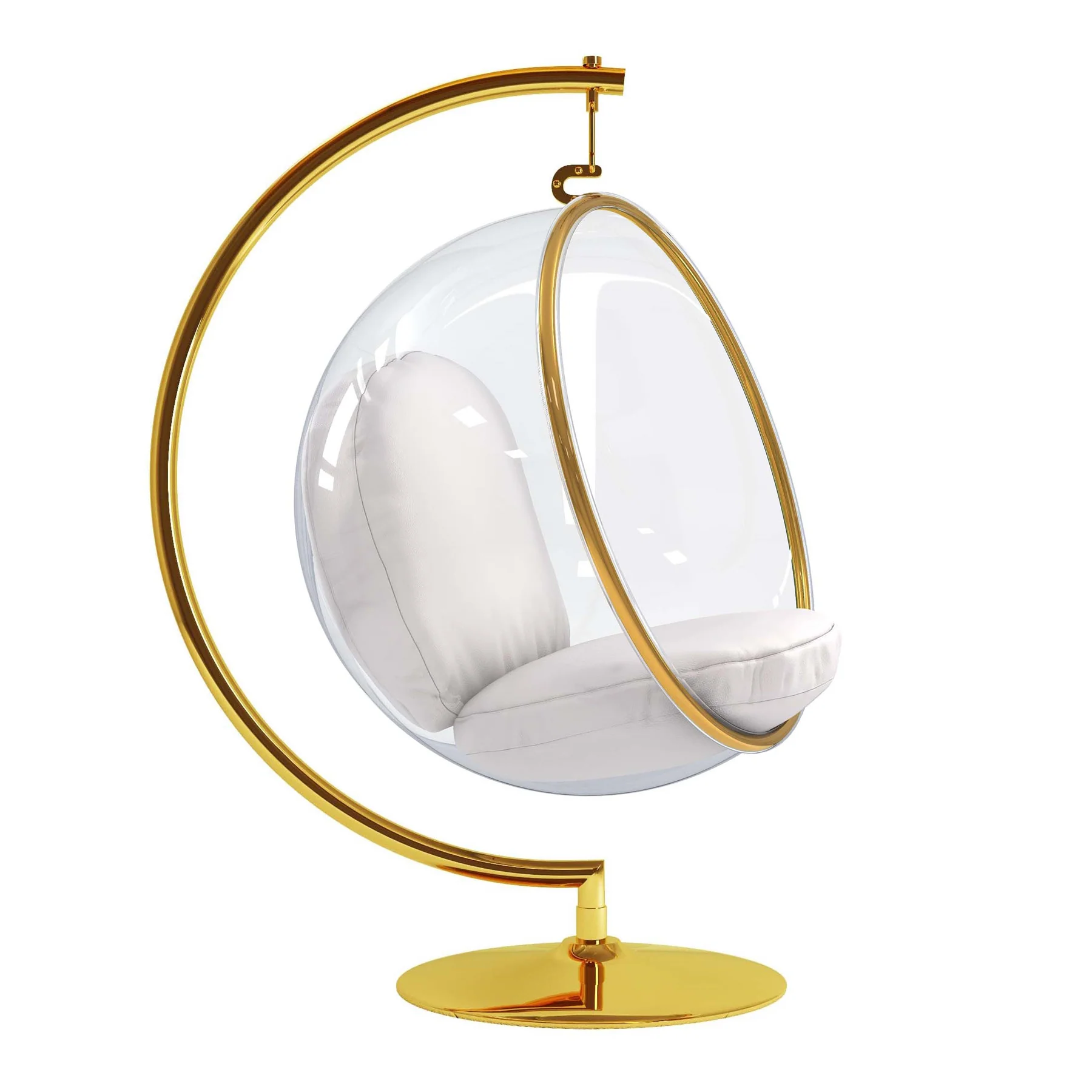 White and Gold Faux Leather Balloon Chair By Homeroots - Image 4
