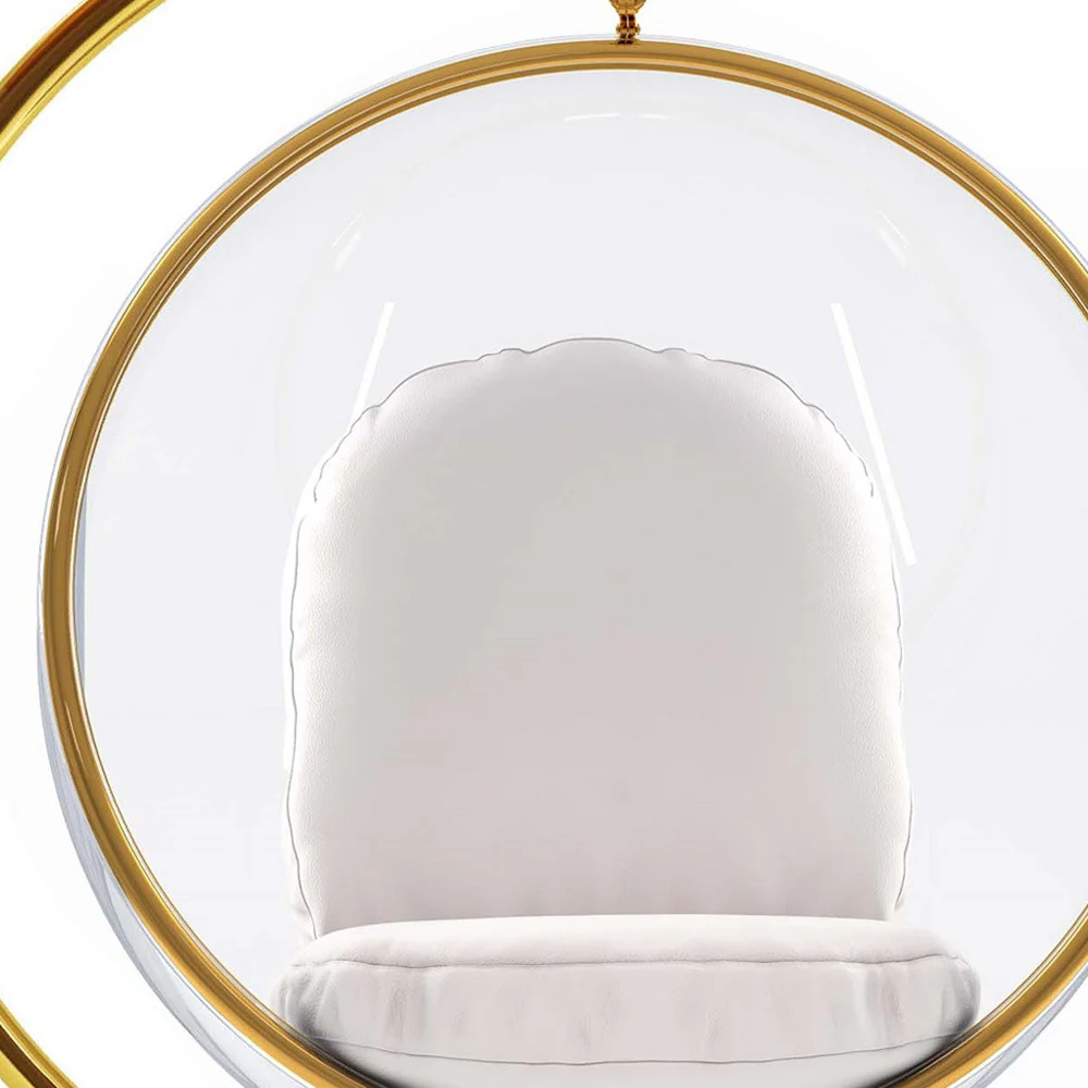 White and Gold Faux Leather Balloon Chair By Homeroots - Image 6