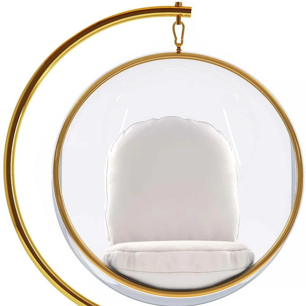 White and Gold Faux Leather Balloon Chair By Homeroots - Image 7