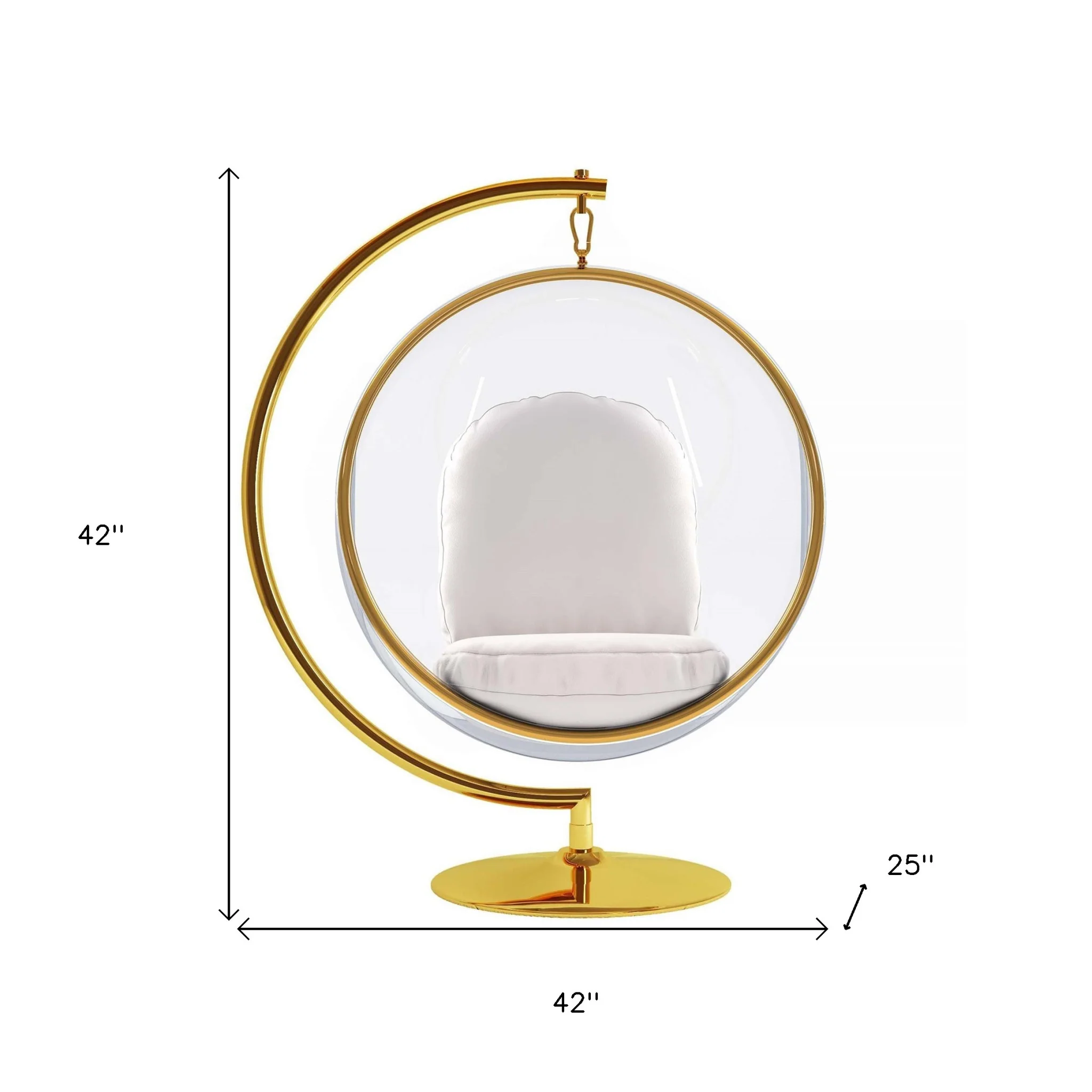 White and Gold Faux Leather Balloon Chair By Homeroots - Image 8