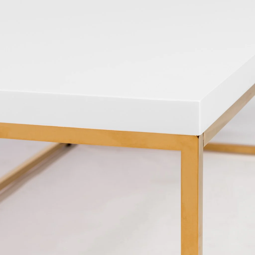 White and Gold High Gloss Coffee Table By Homeroots - Image 4